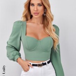 Sweetheart Neck Puff Sleeve Crop Top
